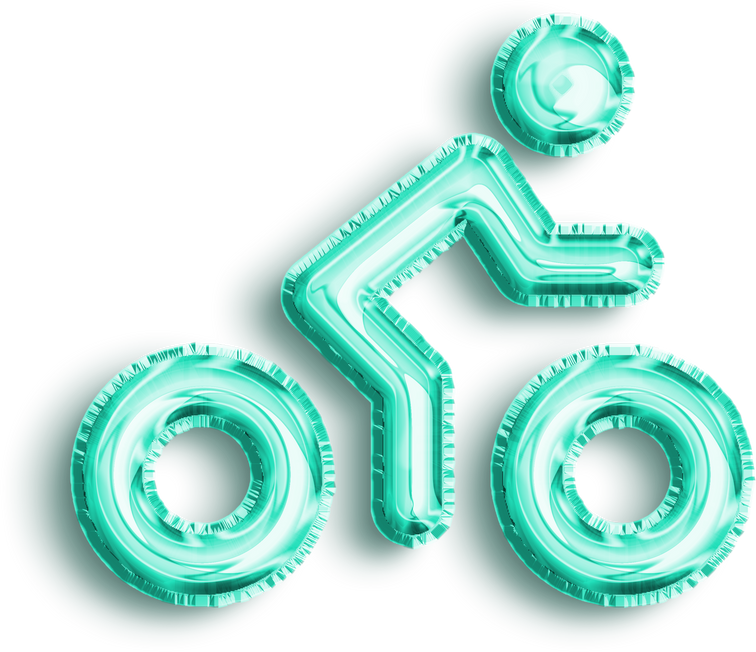 Bike Turquoise Foil Balloon Icon