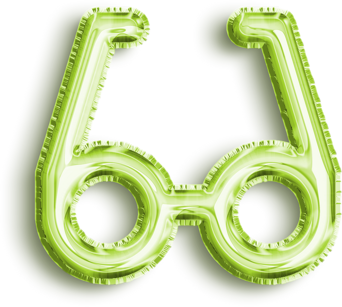 Eyeglass Lime Foil Balloon Icon